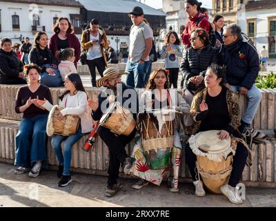 Tradizionale festa caraibica. Piazza principale di Tunja, Boyacá, Colombia, Sud America Foto Stock