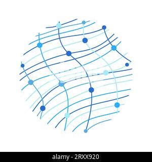 Struttura astratta disegnata a mano con cerchi di doodle. Arrotonda Abstract con linee di curva blu. Sfondi Vector moderni e alla moda. Illustrazione Vettoriale
