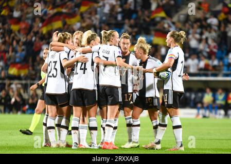 Torjubel Deutschland 2. Spieltag UEFA Womens Nations League, Deutschland Gegen Island AM 26. Settembre 2023 im Vonovia-Ruhrstadion, Bochum. Supporto terminale 4:0 vor 14,998 Zuschauern. Foto Stock