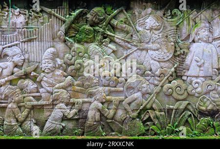 Muro murale balinese nel Fort Canning Park, Singapore Foto Stock