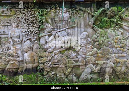 Muro murale balinese nel Fort Canning Park, Singapore Foto Stock