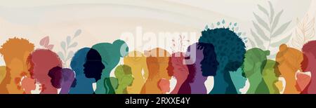 Profilo silhouette testa.disturbo d'umore.campagna giornata mondiale di salute mentale. consapevolezza. Disturbo bipolare.esaurimento emotivo. OurMindsMatter. Consapevolezza Illustrazione Vettoriale