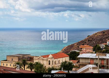 Vista dell'antico villaggio di Marina di Nicotera nel quartiere di Vibo Valentia, Calabria, Italia, Europa Foto Stock