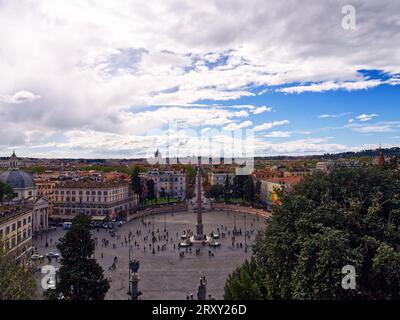 Piazza del popolo, vista panoramica, Roma, Italia Foto Stock