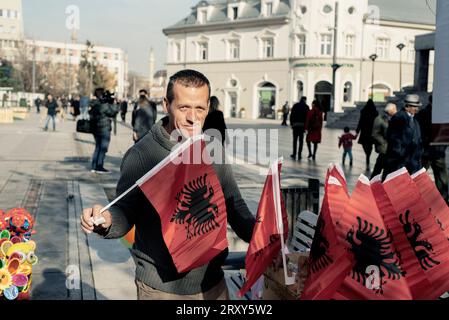 Pristina, Kosovo. Novembre 2017. La capitale del Kosovo si prepara a celebrare il decimo anniversario dell'indipendenza Foto Stock