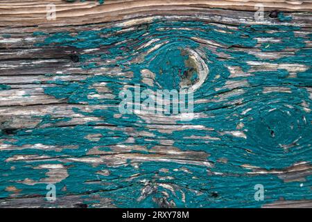 Superficie in legno verniciato con forti intemperie Foto Stock