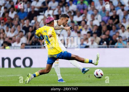 MADRID, SPAGNA - 20 SETTEMBRE: Joselu del Real Madrid durante la partita di la liga 2023/24 tra Real Madrid e Las Palmas allo stadio Santiago Bernabeu. (Foto di Guille Martinez/AFLO) Foto Stock