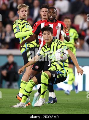 Londra, Inghilterra, 27 settembre 2023. Durante la partita della Carabao Cup al Gtech Community Stadium di Londra. Il credito fotografico dovrebbe leggere: Paul Terry / Sportimage Foto Stock