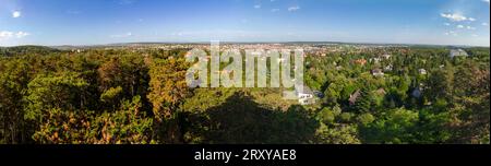 Vista panoramica della città di Sopron da Sorhazdombi-kilato (torre di avvistamento), Sopron, Ungheria Foto Stock