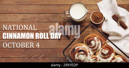 Banner di benvenuto per il National Cinnamon Roll Day Foto Stock