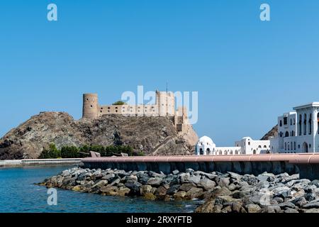 Fortezza al Jalali Fort sulla costa di Muscat in Oman Foto Stock