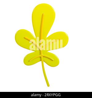 Illustrazione del rendering 3d con foglie autunnali gialle e verdi Foto Stock