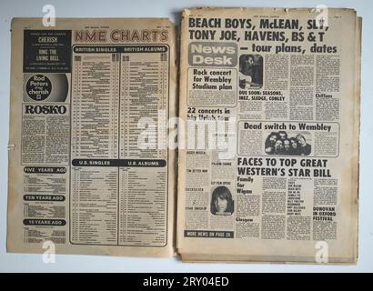 Pagine di notizie in 1970s New Musical Express o NME Foto Stock