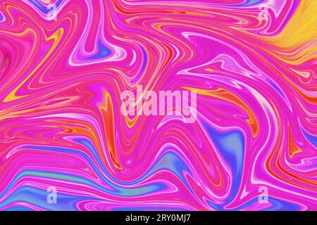 forme accattivanti e la fusione di linee curve brillanti al neon multicolore astratte e futuristiche sfondi per desktop o design Foto Stock