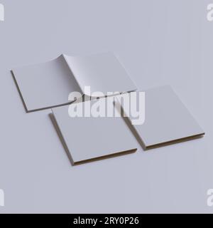 Colore bianco della rivista A4 e rendering realistico 3D. Foto Stock
