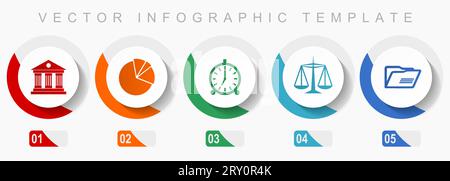 Set di icone per il settore Education, varie icone come architettura, grafico, orologio, scale e cartelle, modello infografico vettoriale di progettazione piatta, pulsanti Web in Illustrazione Vettoriale