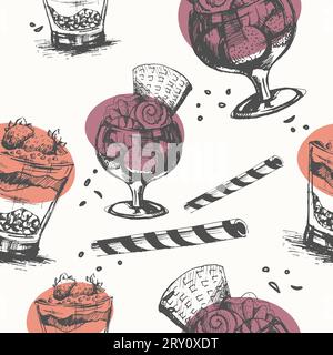 Dessert e dolci dal menu del caffè o del ristorante Illustrazione Vettoriale