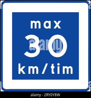 Strada a bassa velocità (velocità massima consigliata), segnaletica stradale a norme speciali, segnaletica stradale in Svezia Illustrazione Vettoriale