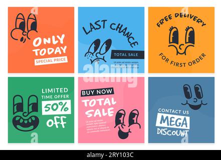 Post sui social media con promozione offerta speciale Illustrazione Vettoriale