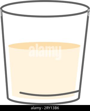 Bere latte, liquido versato in una tazza o in bicchieri Illustrazione Vettoriale