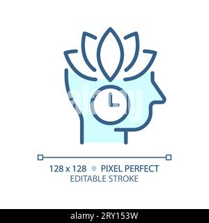 Icona di autocontrollo blu lineare sottile e personalizzabile 2D. Illustrazione Vettoriale