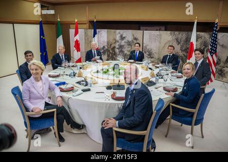 19 maggio 2023 - Giappone - il presidente Joe Biden partecipa a una cena di lavoro con i leader del G7 a Iwaso, venerdì 19 maggio 2023, sull'isola Miyajima in Giappone. (Immagine di credito: © Adam Schultz/Casa Bianca/ZUMA Press Wire) SOLO USO EDITORIALE! Non per USO commerciale! Foto Stock