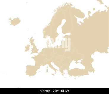 Mappa a colori CMYK BEIGE dell'EUROPA (con confini nazionali) Illustrazione Vettoriale