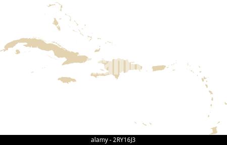 Mappa colori CMYK BEIGE delle ISOLE DEI CARAIBI Illustrazione Vettoriale
