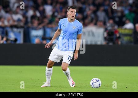 Nicolo' Casale della SS Lazio durante la partita di serie A Tim tra SS Lazio e Torino FC allo Stadio Olimpico il 27 settembre 2023 a Roma. Foto Stock