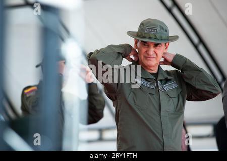 Il direttore della polizia colombiano, il generale William Rene Salamanca, durante un evento presso la base aerea CATAM di Bogotà, dove l'ambasciata degli Stati Uniti d'America Foto Stock