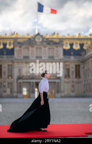 Carole Bouquet al banchetto di stato al Palazzo di Versailles, vicino a Parigi, in Francia il 20 settembre 2023, il primo giorno di una visita di stato in Francia. Foto di Eliot Blondet/ABACAPRESS.COM Foto Stock