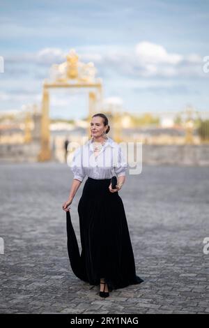 Carole Bouquet al banchetto di stato al Palazzo di Versailles, vicino a Parigi, in Francia il 20 settembre 2023, il primo giorno di una visita di stato in Francia. Foto di Eliot Blondet/ABACAPRESS.COM Foto Stock