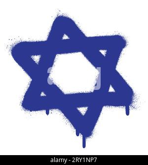 STELLA A SEI PUNTE ISOLATA. Simbolo ebraico religioso e nazionale. Vernice spray graffiti. Illustrazione Vettoriale