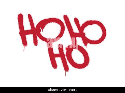 Spray graffiti ho-ho-ho-ho. Citazione di auguri di Natale isolata su bianco. Illustrazione Vettoriale