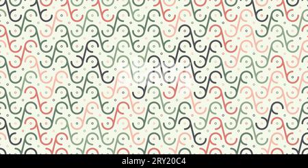 Motivo geometrico colorato astratto. Cerchi, linee e punti su uno sfondo senza cuciture. Modello per confezionamento, texture, copertina, abbigliamento, design interni Illustrazione Vettoriale