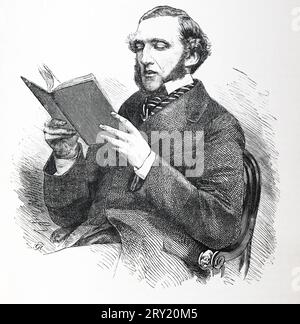 Ritratto di Sir Hugh Cairns, QC, deputato (in seguito i conte Cairns) (27 dicembre 1819 – 2 aprile 1885) è stato un politico anglo-irlandese che prestò servizio come Lord Gran Cancelliere di Gran Bretagna durante i primi due ministeri di Benjamin Disraeli. Illustrazione in bianco e nero Foto Stock