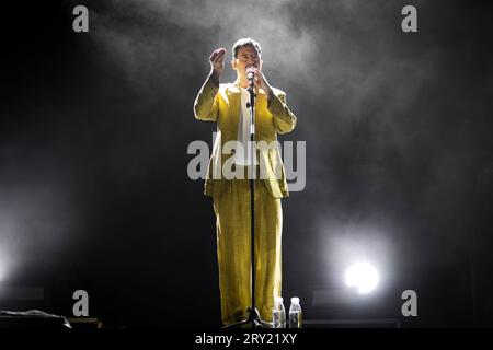 BARCELLONA, ESPAÑA – 22 SETTEMBRE. Boye en concierto como parte de las Fiestas de la Mercè en el escenario de Playa Bogatell el 22 de septiembre de 20 Foto Stock