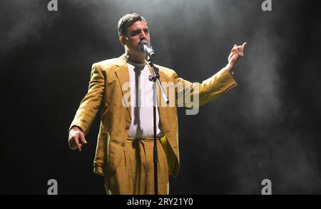 BARCELLONA, ESPAÑA – 22 SETTEMBRE. Boye en concierto como parte de las Fietas de la Mercè en el escenario de Playa Bogatell el 22 de septiembre de 202 Foto Stock