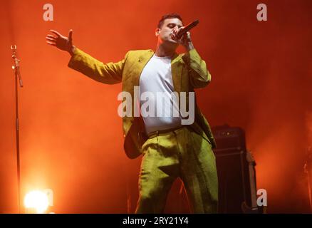 BARCELLONA, ESPAÑA – 22 SETTEMBRE. Boye en concierto como parte de las Fietas de la Mercè en el escenario de Playa Bogatell el 22 de septiembre de 202 Foto Stock