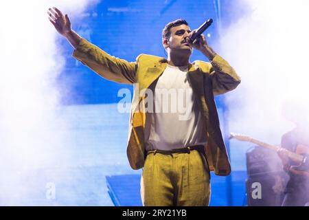 BARCELLONA, ESPAÑA – 22 SETTEMBRE. Boye en concierto como parte de las Fiestas de la Mercè en el escenario de Playa Bogatell el 22 de septiembre de 20 Foto Stock