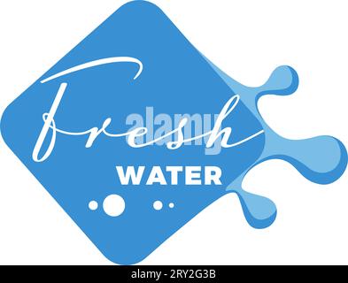 Acqua dolce, striscione con schizzi e gocce vettore Illustrazione Vettoriale