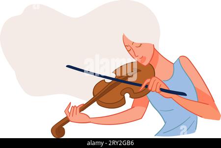Violinista donna, musicista strumento nelle mani Illustrazione Vettoriale