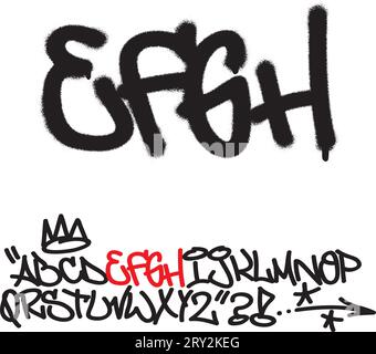 Spray per il tag dei graffiti. LETTERE ''E'', ''F'', ''G'', ''H''. Parte 2 Illustrazione Vettoriale