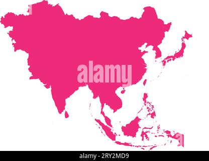 Mappa colore ROSA CMYK dell'ASIA Illustrazione Vettoriale