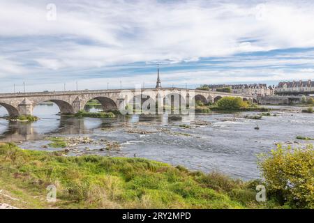 Il ponte Pont Jacques Gabriel sulla Loira a Blois, Francia Foto Stock