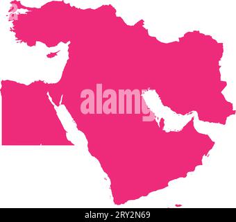 Mappa colore ROSA CMYK del MEDIO ORIENTE Illustrazione Vettoriale