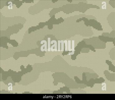 Motivo mimetico militare senza cuciture. Texture X-cross. Colore beige e verde. Illustrazione Vettoriale