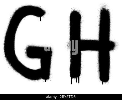 Graffiti spray neri con lettere ''G'', ''H''. Parte 4 Illustrazione Vettoriale