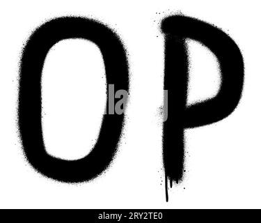 Graffiti spray neri con lettere ''o'', ''P''. Parte 8 Illustrazione Vettoriale