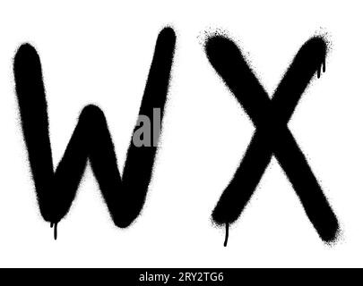 Graffiti spray neri con lettere ''W'', ''X''. Parte 12 Illustrazione Vettoriale